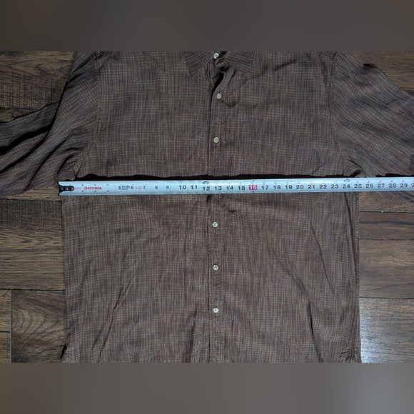 Tommy Bahama Men's Size XL Brown Beige Blue Striped Long Sleeve Button Up Shirt - Picture 7 of 14